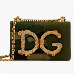 DOLCE & GABBANA DG Girl's Camo Bag With Gold Chain Strap.. Used Once